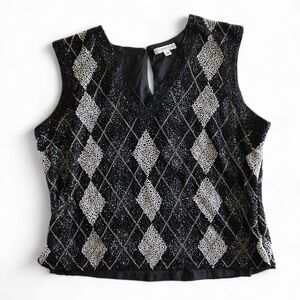 Vintage Morgan-Gual Beaded Argyle Tank